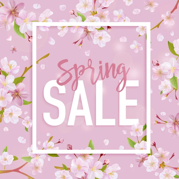 Lente verkoop banner. Verkoop achtergrond. Grote verkoop. Floral verkoop tag. Verkoop poster. Vector illustratie. 50% korting — Stockvector