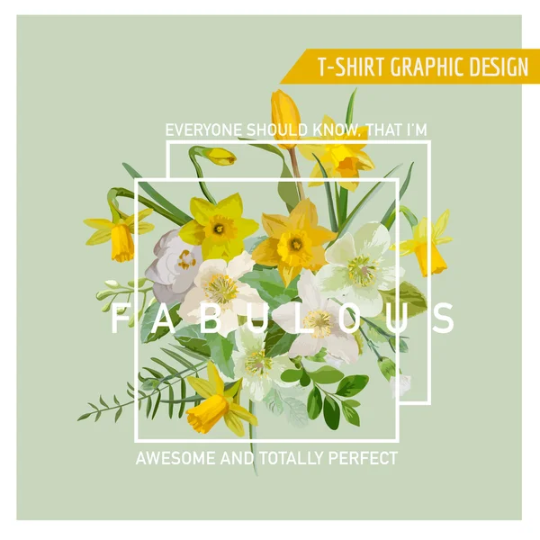 Kwiatowy wzór graficzny - na t-shirt, moda, wydruki - w wektor — Wektor stockowy