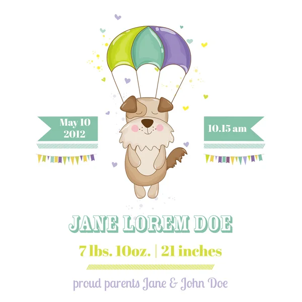 Baby Shower o tarjeta de llegada - Baby Dog - en vector — Vector de stock