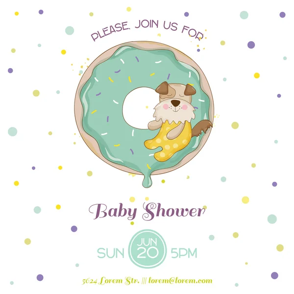 Baby Shower o tarjeta de llegada - Baby Dog - en vector — Archivo Imágenes Vectoriales