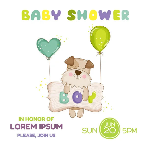 Baby Shower or Arrival Card - Baby Dog - in vector — Stock Vector