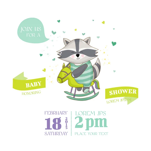 Baby Shower o Arrival Card - Baby Racoon - in vettore — Vettoriale Stock