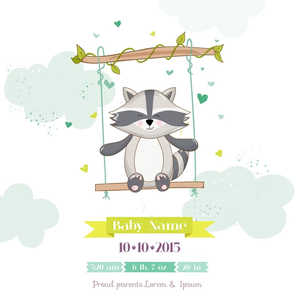 Baby Shower o Arrival Card - Baby Racoon - in vettore — Vettoriale Stock