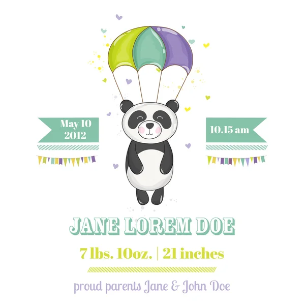 Βρεφική ντουζιέρα ή κάρτα άφιξης-μωρό panda-σε διάνυσμα — Διανυσματικό Αρχείο