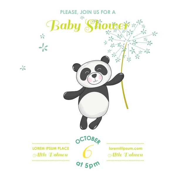 Baby Shower veya Arrival Card - Baby Panda - vektör — Stok Vektör