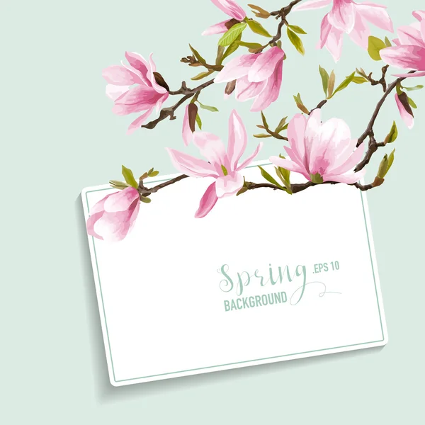 Fondo de flor de primavera - con tarjeta para su texto - en vector — Vector de stock
