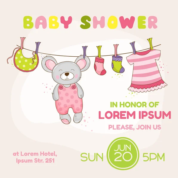 Baby Mouse Shower Card - with place for your text - in vector — Stock Vector