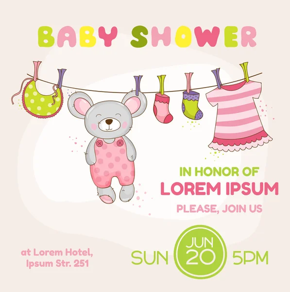 Baby Mouse Shower Card - con spazio per il testo - in vettoriale — Vettoriale Stock