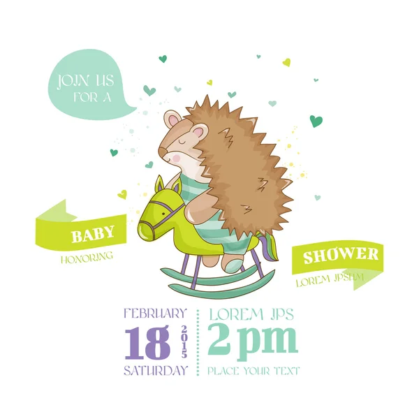 Baby Shower or Arrival Card - Baby Hadgehog - in vector — Stock Vector