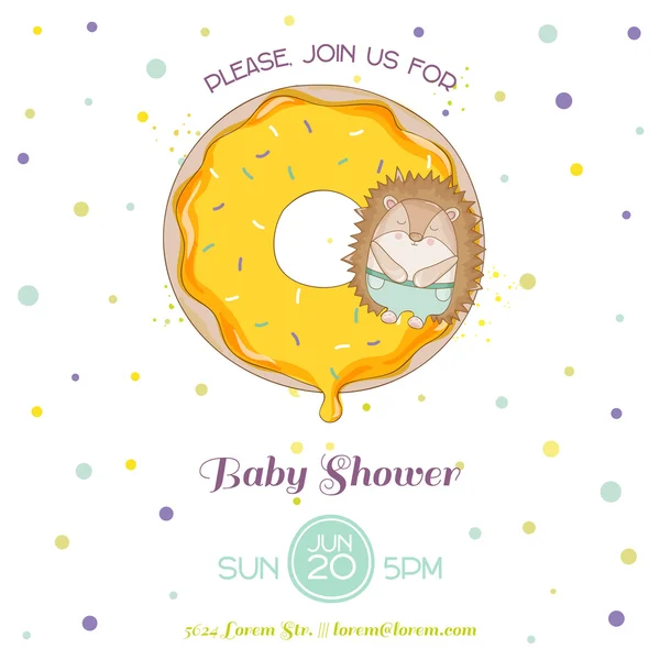 Baby Shower or Arrival Card - Baby Hedgehog - in vector — Stock Vector