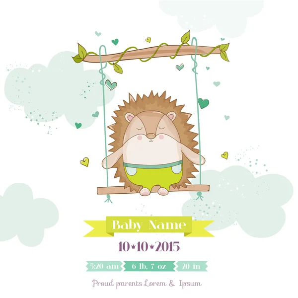 Baby Shower or Arrival Card - Baby Hedgehog - in vector — Stockvector