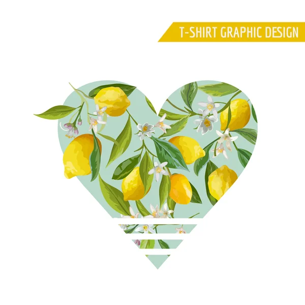 柠檬水果图形设计。T 恤时尚打印。矢量背景. — 图库矢量图片