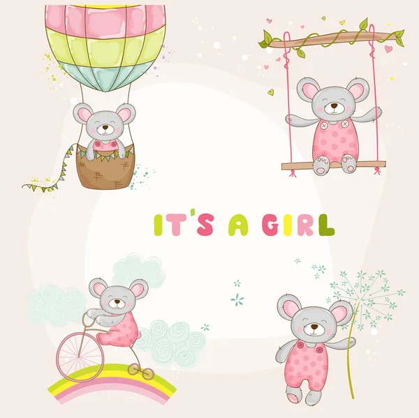 Set de Baby Mouse - para Baby Shower o tarjeta de llegada - en vector — Vector de stock