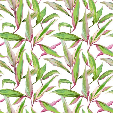 Tropikal Yapraklar Arka Plan. Kusursuz Desen. Vektör Tasarımı