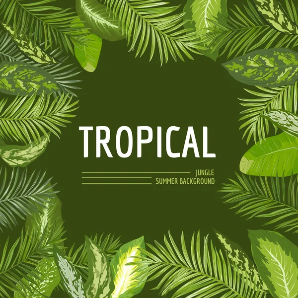 Palma tropical deixa fundo. Projeto gráfico de t-shirt em Vector — Vetor de Stock