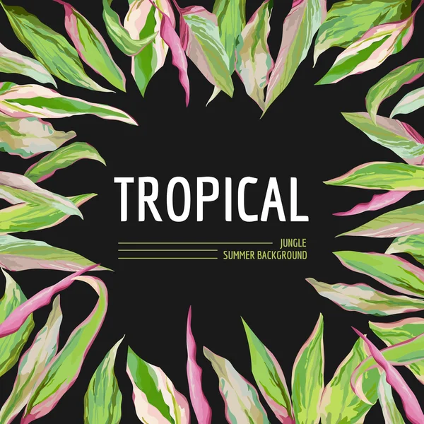 热带棕榈叶背景。矢量图式 T 恤设计 — 图库矢量图片