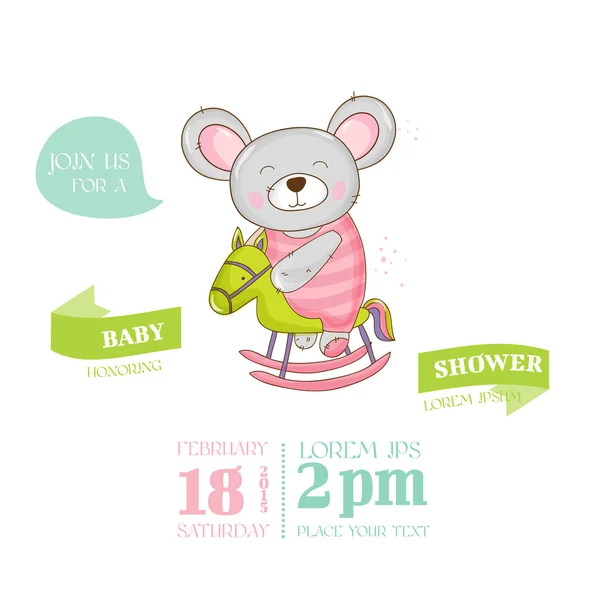 Baby Shower o Arrival Card - Baby Mouse Girl - in vettore — Vettoriale Stock