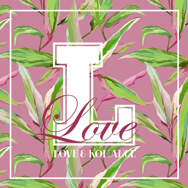 Vintage Tropical Leaves and Flowers Graphic Design - pour T-shirt, Mode, Impression - en vectoriel — Image vectorielle