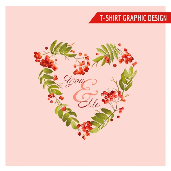 Diseño Gráfico Floral de Otoño Vintage - para Tarjeta, Camiseta, Moda, Estampados - en Vector — Vector de stock