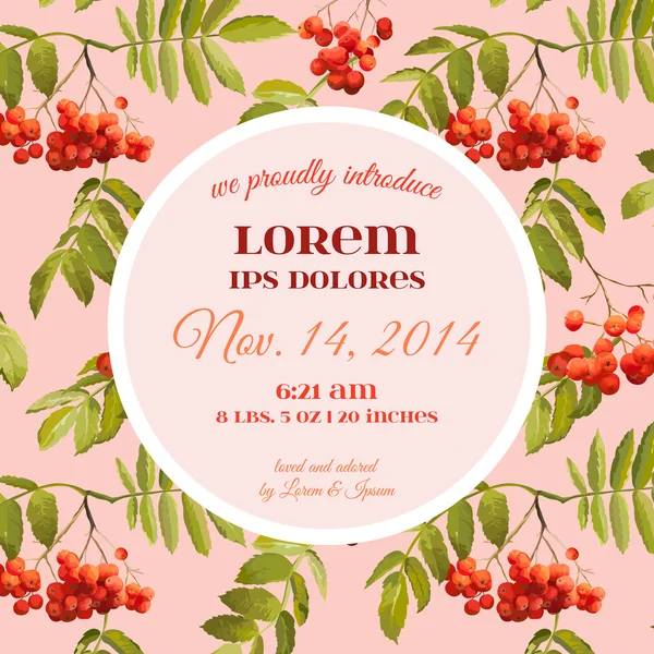 Carte d'invitation ou de félicitations - pour mariage, Baby Shower - Thème floral d'automne - en vecteur — Image vectorielle