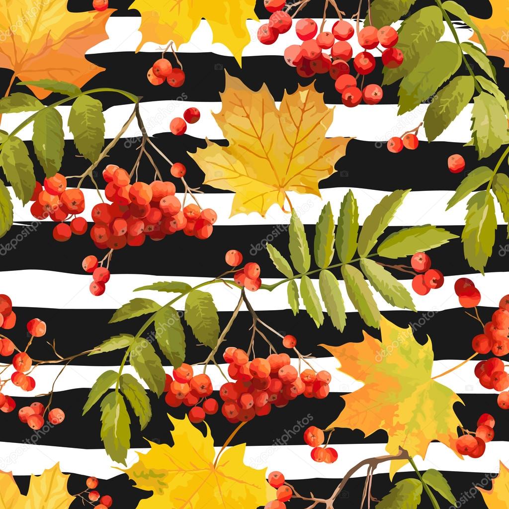 Colorful Autumn Leaves Background - Seamless Pattern - in Watercolor Style - Vector 