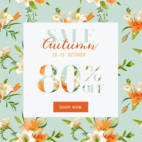 Autumn Sale Hortensia Banner - para Cartaz de Desconto, Venda de Moda, Oferta de Mercado - em vetor —  Vetores de Stock