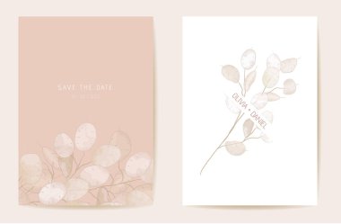 Saf dürüstlük çiçeği daveti. Suluboya çiçek desenli ay ışığı kartı. Botanik Tarihi Kaydet