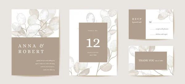 Düğün dürüstlüğü çiçek davetiyesi, botanik tarihi kaydet kartı. Ay 'ın tasarım şablonu — Stok Vektör