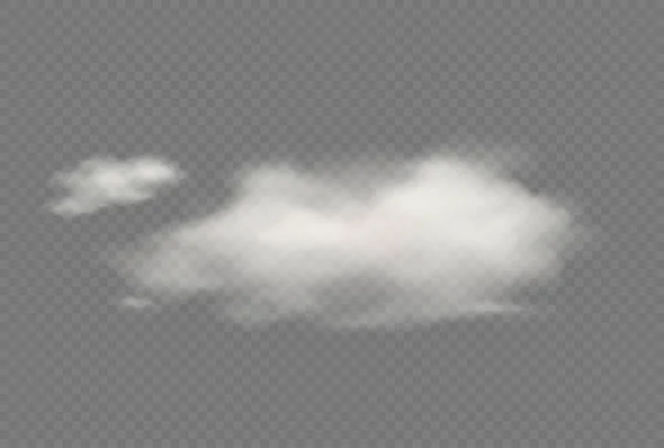 Реалістичний вектор прозора ізольована хмара. Хмарно пухнасте небо ілюстрація. Шторм, ефекти дощової хмари — стоковий вектор