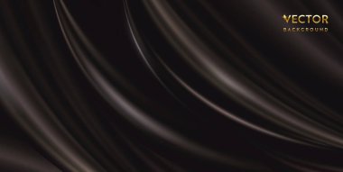 Vector soyut lüks koyu gri arka plan bezi. İpek dokusu, sıvı dalga, dalgalı katlar zarif duvar kağıtları.