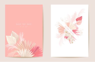 Suluboya orkide, otlar, ay çiçeği düğün kartı. Vektör egzotik çiçek, tropikal palmiye yaprakları davetiye