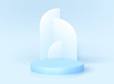 Art deco yay ile asgari modern 3D podyum. Ürün kozmetik için vektör kaide platformu
