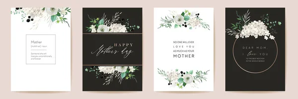 Vector Mothers day elegant floral greetings. Watercolor classic flowers frame set. Spring flower design — Vector de stock