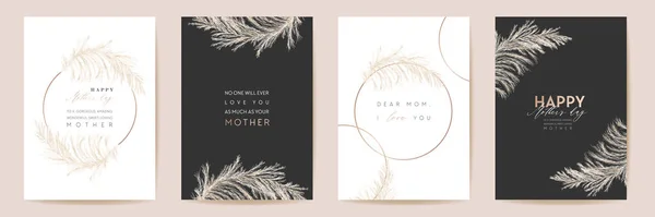 Mothers day luxury floral greeting set. Watercolor pampas grass template. Vector foliage design for Mother party — Archivo Imágenes Vectoriales