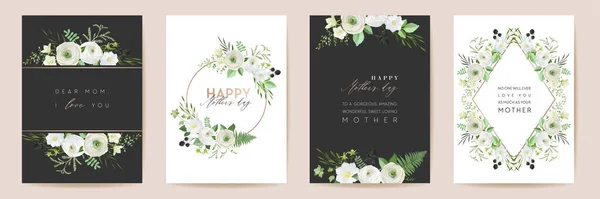 Dzień Matki piękne karty kwiatowe. Akwarela kwiaty ramki wektor zestaw. Wiosenny projekt kwiat dla Mother party — Wektor stockowy
