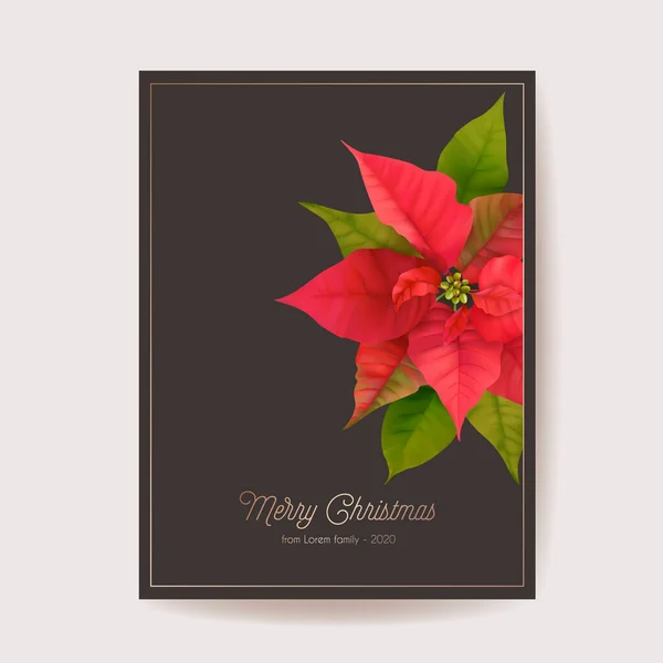 Cartão Floral de Inverno Poinsettia, Convite de casamento de vetor de Natal. Feriado festa saudação banner template — Vetor de Stock