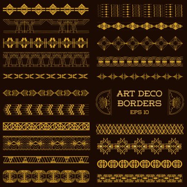 Art deco vintage Kenarlıklar ve tasarım öğeleri - elle çizilmiş