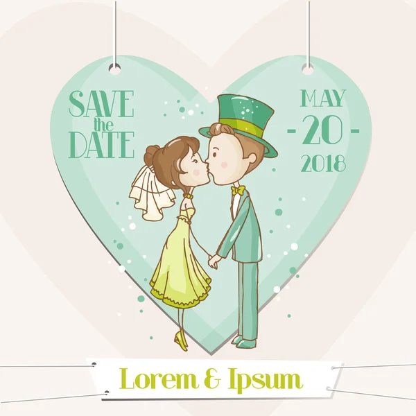 Bride and Groom - Save the Date Wedding Card - in vector — Stock Vector