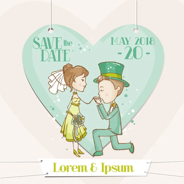 Bride and Groom - Save the Date Wedding Card - in vector — Stock Vector