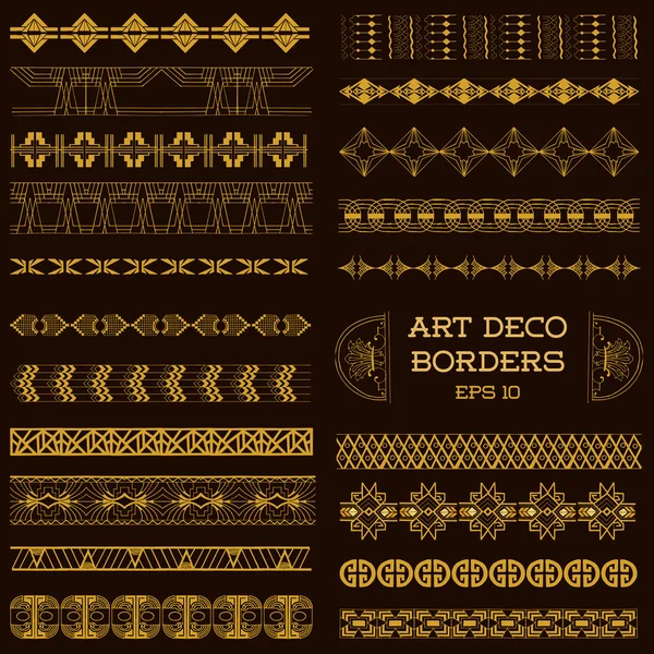 Art Deco Vintage Frontiere ed elementi di design disegnati a mano — Vettoriale Stock