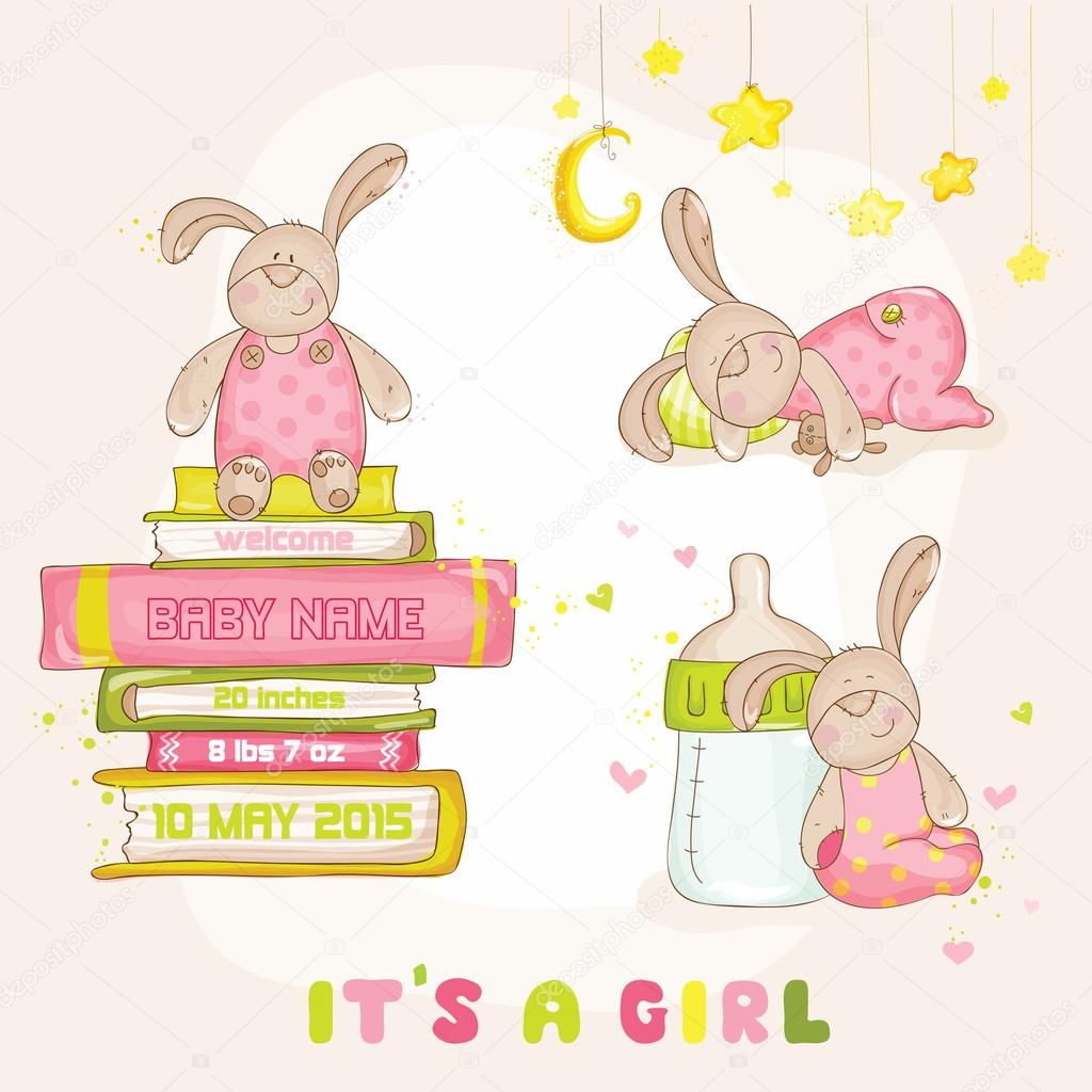 Baby Bunny Set - for Baby Shower or Arrival Card - in vector