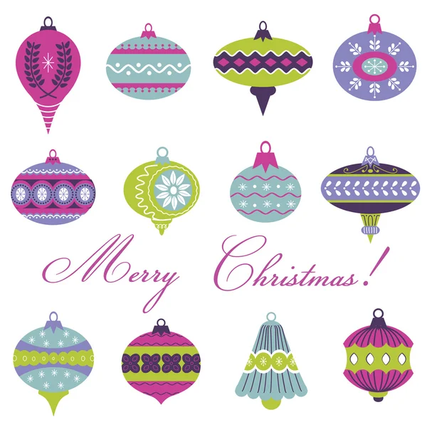 Set of Vintage Christmas Tree Balls - for design and scrapbook — Stock Vector