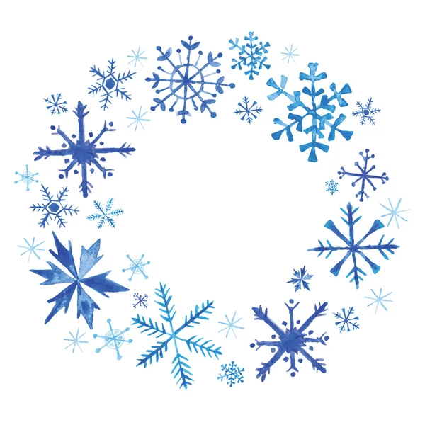 Winter Christmas Wreath - Snowflakes in Watercolor - in vector — Stock Vector