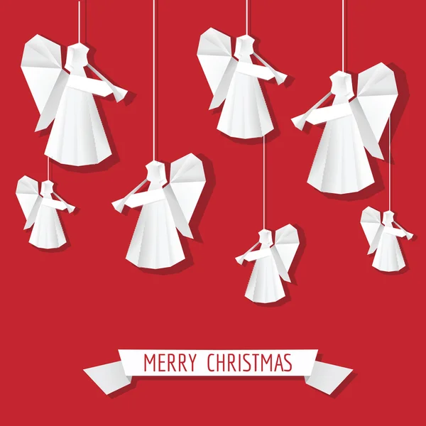 Origami papier Angel - Kerstmis achtergrond - in vector — Stockvector