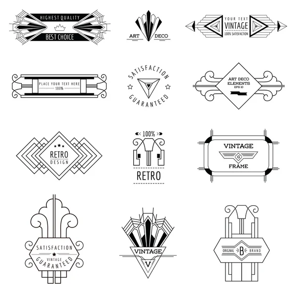 Marcos y elementos de diseño Art Deco Vintage - en vector — Vector de stock