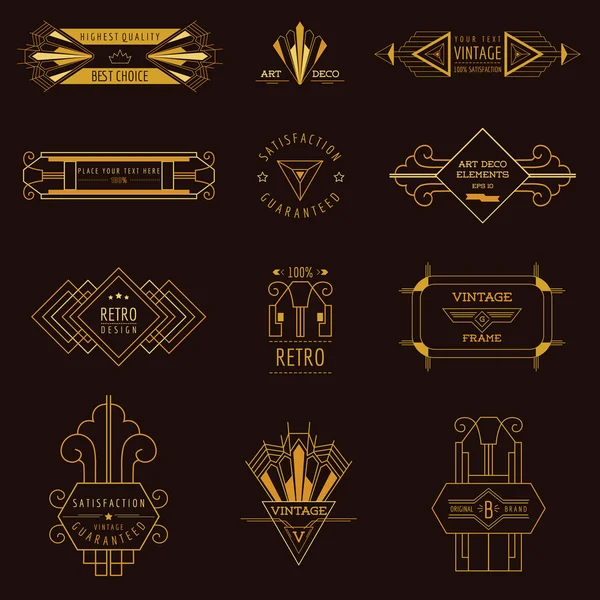 Art Deco Vintage Frames en ontwerpelementen - in vector — Stockvector