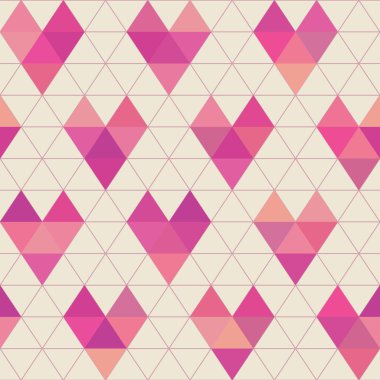 Sevgililer günü Seamless Modeli - Retro geometrik Kalpler