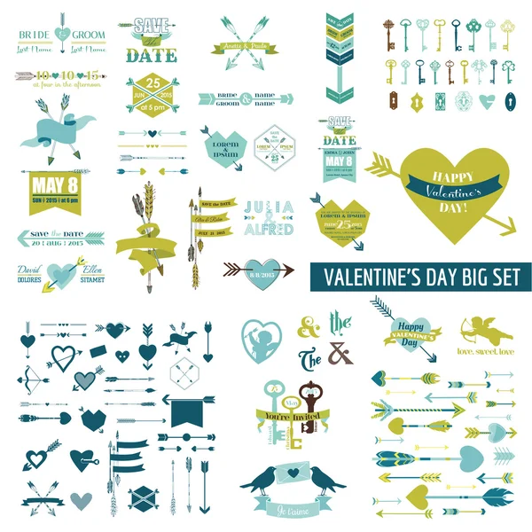 Huge Valentine's Day Set - over 100 elements — Stock Vector