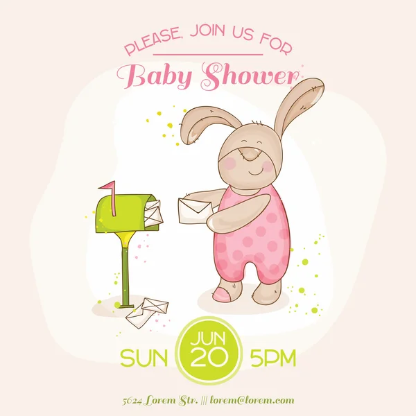 Baby Shower o tarjeta de llegada - con Baby Bunny - en vector — Vector de stock
