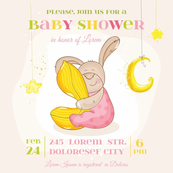 Baby Shower o tarjeta de llegada - con Baby Bunny - en vector — Vector de stock